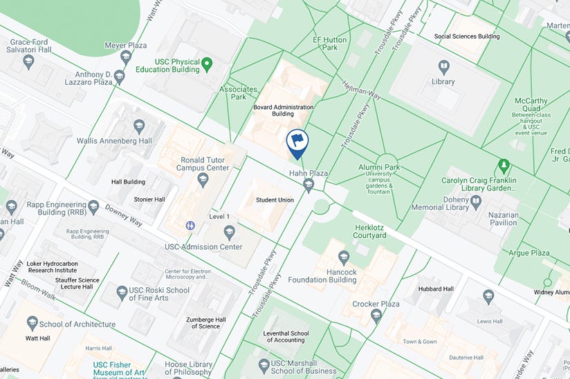 Tommy Trojan location on USC Maps