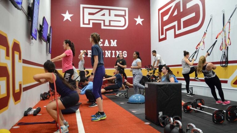 Students in the F45 training room while taking a F45 class.