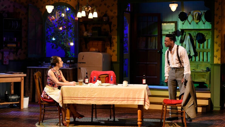 Actors pefrom on stage a play at the Bing Theatre