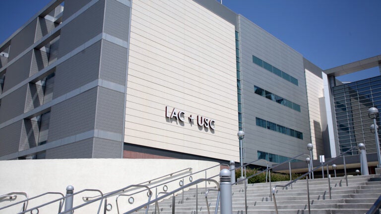The outside of the LAC + USC medical center