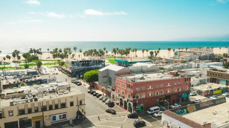 Beachside view of Venice Beach, California.