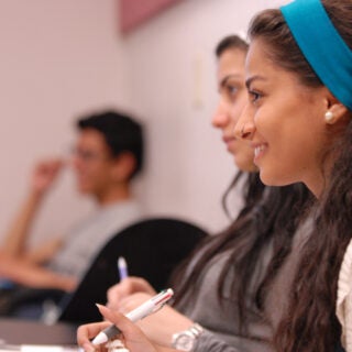 A student in a classroom at USC.