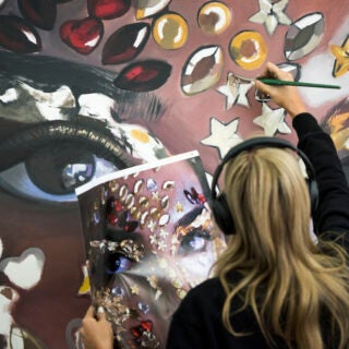 A USC Roski School of Art and Design student painting