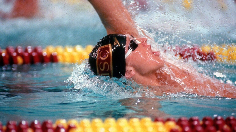 Swimmer doing backstroke