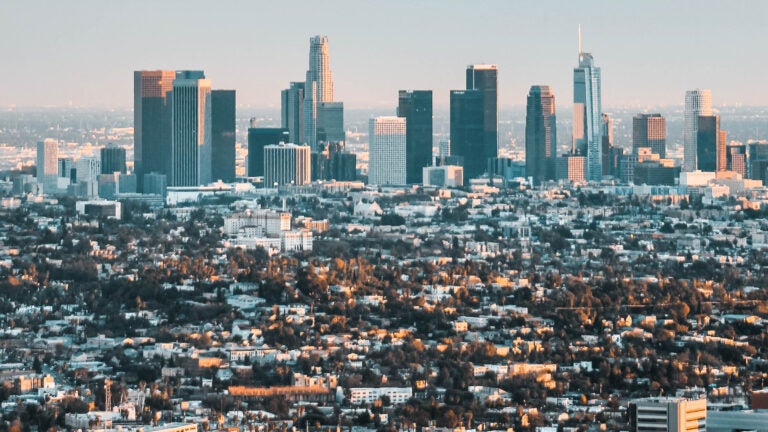 An aerial view of downtown Los Angeles.