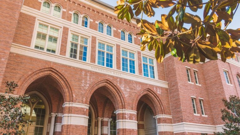 The front of the USC Michelson Center for Convergent Bioscience building