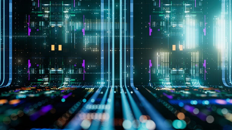 Digital rendering of a computer system that will be used for quantum computing research.
