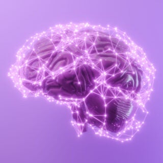 Image of a human brain with digitized pinpoints