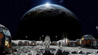 Moon colony stock photo