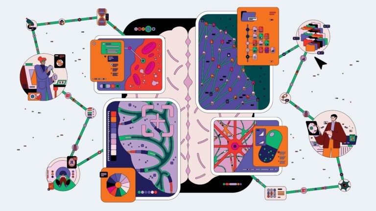 An illustration of the top view of the brain highlighting its inner workings.